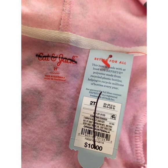 CAT & Jack Pink Leopard Print Jacket With Hood Full Zipper Size 2T - Picture 3 of 3